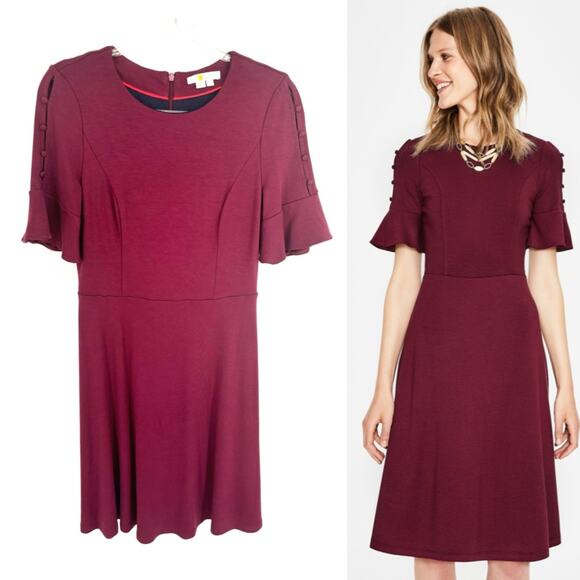 Boden Alexis Jersey Dress Size 8 Burgundy Wine - Picture 1 of 16